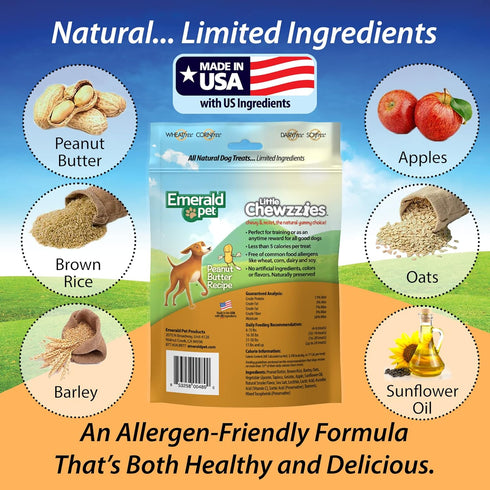 Emerald Pet Little Chewzzies Wheat Free Training Dog Treats - Natural Chews with Real Meat, 5 oz