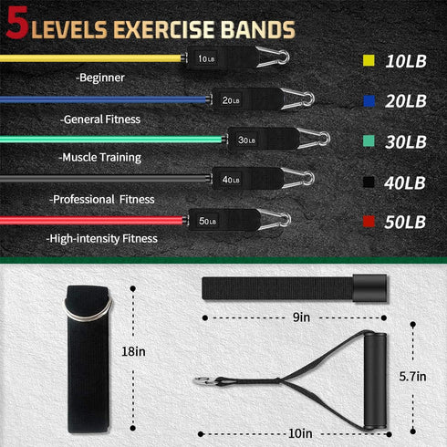 VEICK Resistance Bands for Working Out with Handles - Exercise Bands for Men and Women, Fitness Weights at Home