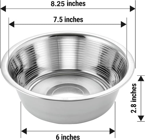 HB Pet Feeder Stainless Steel Dog Bowls Replacement, 8.25" Diameter, 2.8" Height for Raised Feeders (Double Pack)