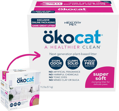 oekocat Super Soft Natural Wood Clumping Litter, Medium for Delicate Paws (Packaging May Vary)
