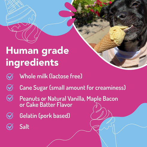4.65 oz Puppy Scoops Dog Ice Cream Mix (Peanut Butter Flavor), - Just Add Water and Freeze at Home, Powder Mix with Ice