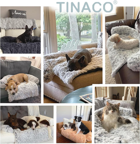 Tinaco Luxurious Calming Dog/Cat Bed Mats, Washable Removable Couch Cover, Waterproof Lining, Gradient Gray, XL