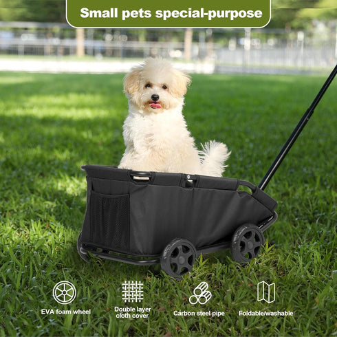 AESRAOU Mini Dog Strollers for Mini Pets, Foldable Multifunctional Shopping Carts with Extendable Pull Handle, Doggie