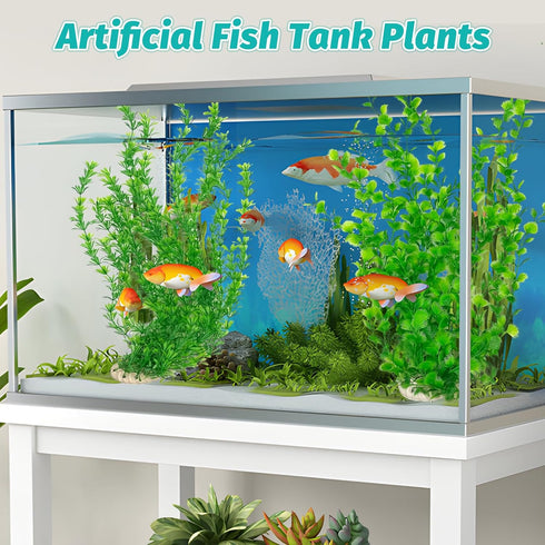 Hamiledyi Aquarium Plastic Plants - Tall 23 Inches Fish Tank Decorations, Artificial Green Water Plants (2 PCS)