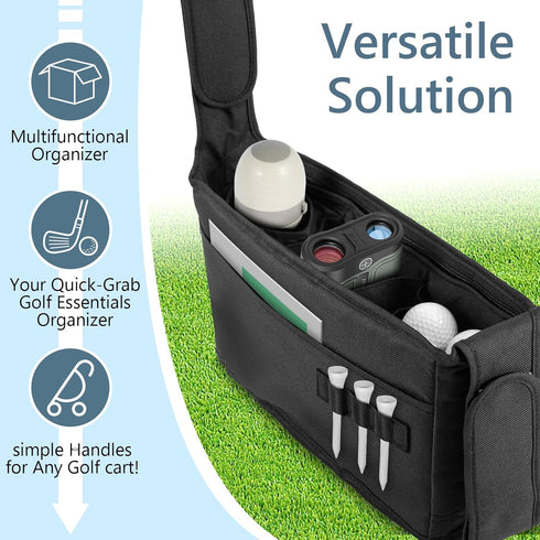 TUYUU Golf Push Cart Accessories, Organizer Storage Bag, Pouch Bag, Drink Holder for Push Cart, Golf Gift for Men