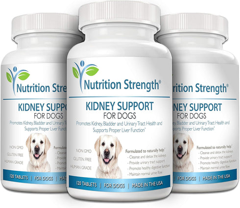 Kidney Support for Dogs, Renal, Bladder and Urinary Tract Health Supplement with Organic Cranberry - 120 Tablets