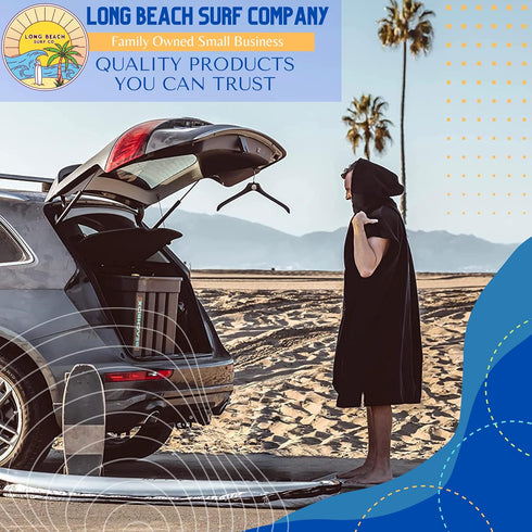 Long Beach Surf Company Long Beach SURF CO Surf Poncho | Wetsuit Changing Towel Hoodie with Pocket | Quick Dry Hooded