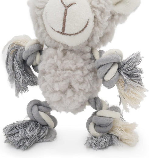 Senior Mini Fleece Dog Toy - Calming Lavender with Rope Arms/Legs, Grey, 15cm x 15cm for Senior Dogs