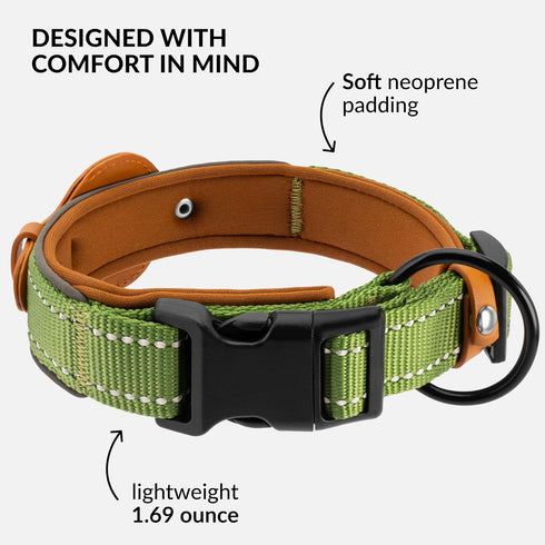 CollarDirect Airtag Dog Collar, Reflective Dog Collar for Apple Air Tag for Large, Medium, Small Dogs (Green, XL)