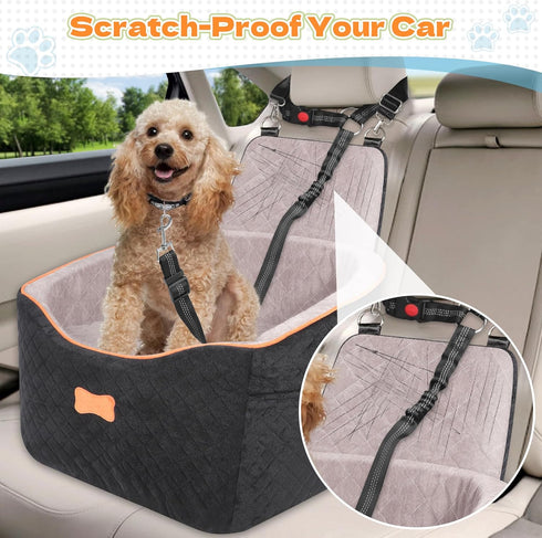 35lbs COCASES Dog Car Seats for Small Medium Dogs, Dog Booster Car Seat, Detachable and Washable Carseat Pet Bed