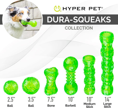 2.5 Inch Hyper Pet DuraSqueak Dog Ball Toy, Interactive Dog Toys that Float and Squeaks for Playing, Fetching