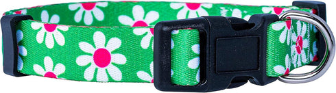 Native Pup Flower Dog Collar, Adjustable Medium, Cute Pink Floral Blue Daisy Rose, Summer Spring Essentials