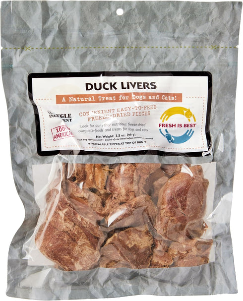Fresh Is Best Freeze Dried Healthy Raw Meat Treats for Dogs & Cats, Duck Livers