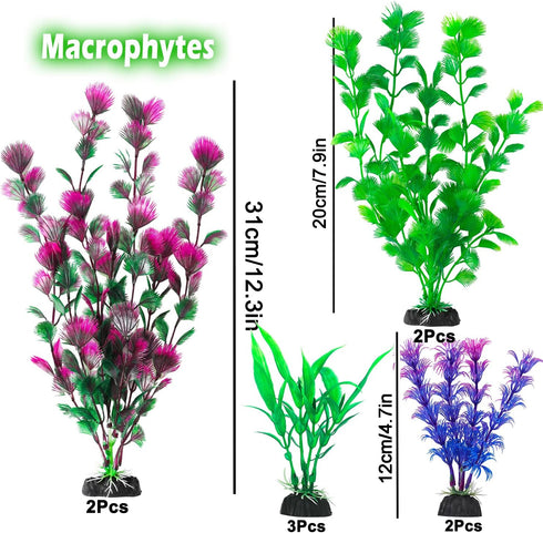 30Pcs Aquarium Plants, Fish Tank Accessories, Artificial Aquatic Plants, Full Set of Decorations