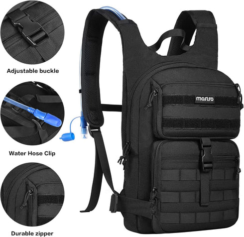 MOSISO Tactical Hydration Pack Backpack, Lightweight Military Daypack with 3L Water Bladder