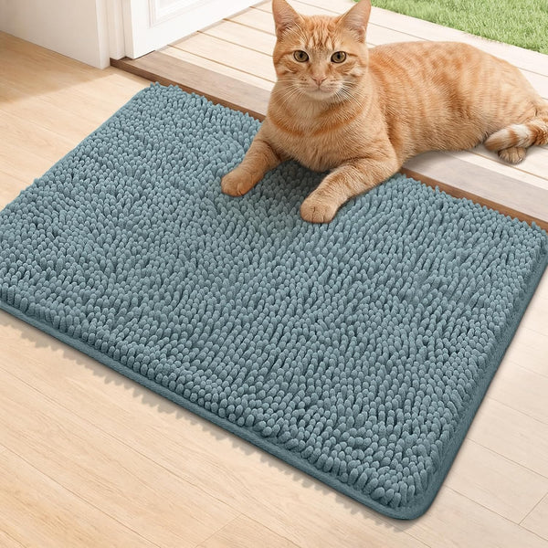 Bcoimo Super Absorbent Cat Door Mat, 24"*17" Anti Slip Mat for Muddy