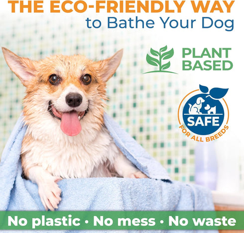 32 Gull Living Washes Dry Shampoo Sheets for Dogs and Puppies - Water Activated Hypoallergenic Dog Shampoo Sheets