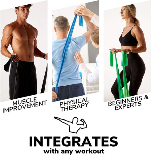Resistance Bands for Working Out | 7Ft Long Exercise Bands with Carry Pouch and Door Anchor, Latex Free Workout Bands,