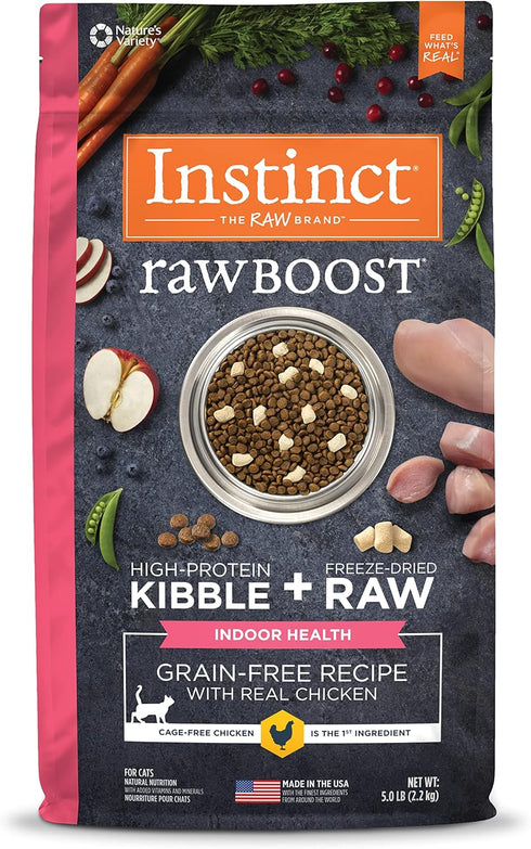Instinct Raw Boost Indoor Health Grain Free Recipe - Real Chicken Natural Dry Cat Food, 5 lb Bag