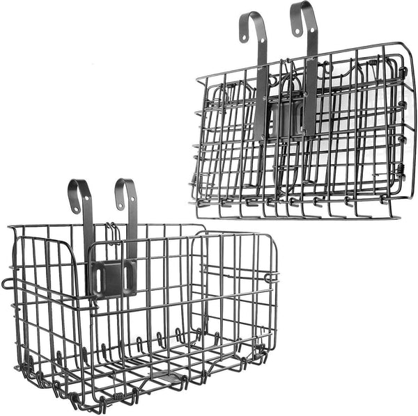 Folding Rear Bike Basket, Rust Proof Wire Mesh, Detachable Front Bike Basket, Mountain Bike Frame Cargo Rack