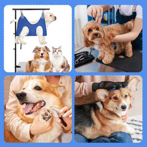 Sunnymove 13 27"-37", Hammock Set Pcs Adjustable Dog Grooming Arm with Clamps, Adjustable Height Pet Grooming Stand
