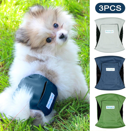 Paw Legend Washable Dog Belly Band Wrap Diapers for Male Dogs, High Absorbing (3 Pack, Army, Grey, Navy, XX-Large)