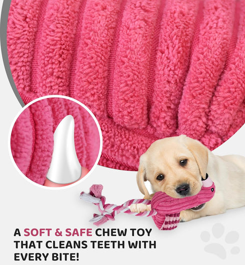 Squeaky Dog Toys - Plush Dog Toys with Soft Durable Fabric for Small Medium Large Breeds, Interactive Tug of War Rope