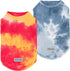 Fitwarm 2 Pack Dog Tie Dye Shirt, Breathable Cotton Clothes for Small Dogs, Pet Cat Outfit, Orange, Blue, XXL