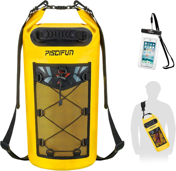 Piscifun Waterproof Dry Bags, Floating Backpack 5L/10L/20L/30L/40L with Phone Case for Kayaking, Boating, and Fishing