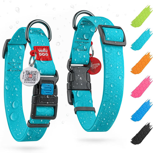 Waterproof Dog Collar, Heavy Duty Adjustable Durable Collars for Small Medium Large Dogs, Red Blue Pink Mint Green