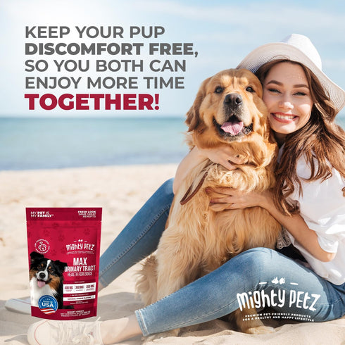 Mighty Petz MAX Cranberry for Dog UTI Treatment - MAX Strength Supplement + D-Mannose, Bladder Control & Kidney Support