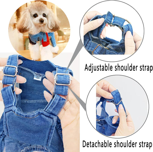 Dog Shirts Jean Overalls-Blue (XX-Large), Comfortable Cotton Denim Overalls for Small Medium Dogs, Adjustable Straps