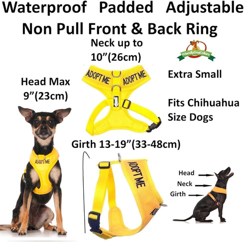 Dexil Limited Adopt ME Yellow Color Coded Non-Pull Dog Harness - Padded and Waterproof Vest - XS