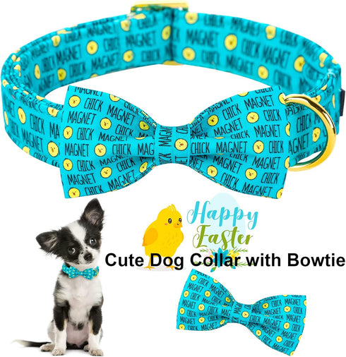 ARING PET Easter Dog Collar - Adorable Chick Design with Adjustable Bowtie and Metal Buckle.