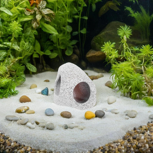 ARTIBETTER Aquarium Ceramic Shelter Cave for Fish and Shrimp Breeding, Small Underwater Hideaway Ornament, Grey Ceramic
