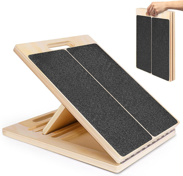 Portable Wooden Slant Board for Calf Stretching, Squats, Calf Stretcher, Pilates Physical Therapy Equipment, Adjustable