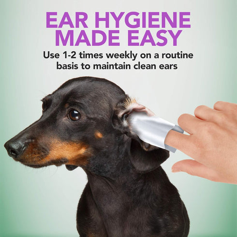 Vet's Best Ear Relief Finger Wipes - 50 Disposable Cleansing Wipes for Dogs, Soothes & Deodorizes