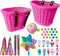 Kid's Adjustable Bicycle Basket Streamers Set, Front Handlebar Kit with Colorful Streamers, Bell, Windmill for Girls