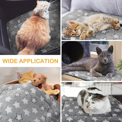 4 Pcs Dog Bed Mat, Reversible Dog Crate Pad, Machine Washable Dog Bed Pad, Star Pet Sleeping Mat for Small, Medium,