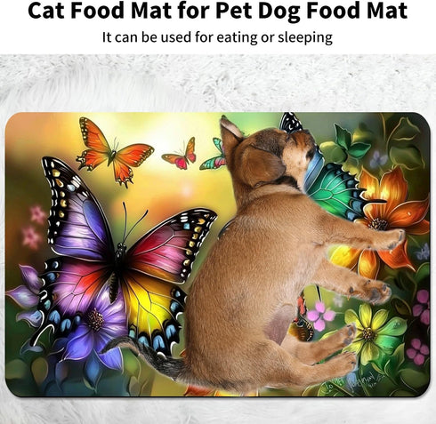 HEAKIERG 19.6"x24", Pet Bowl Mats for Food and Water Cat Dog Cat Play Mat Pet Feeding Rug with Waterproof & Non-Slip