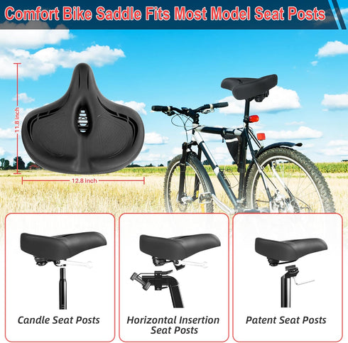 Oversized Bike Seat for Peloton Bike & Bike+ | Wide Saddle Replacement for Exercise or Road Bikes, Cushion for Men &