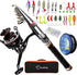 Fishing Pole Kit, Carbon Fiber Telescopic Fishing Rod and Reel Combo with Spinning Reel, Line, Bionic Bait, Hooks,