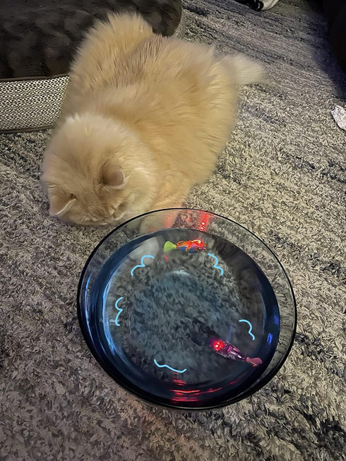 TeDDinke Swimming (6) Fish Toy for Cats,Glowing Waterproof Cat Water Toy with Adjustable Speed and Realistic