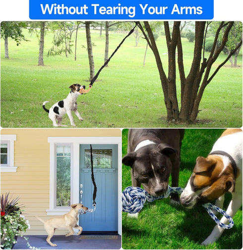 Spring Pole Dog Rope Tug of War Toy for Medium to Large Dogs - Bungee Hanging Exercise Ropes for Muscle Building