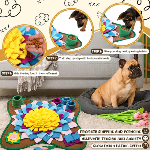 18.8 18.8 Inch 2 Pack Arrowbash Snuffle Mat for Dogs Cats x Interactive Sniff Feeding Mat with Toy Balls for Small