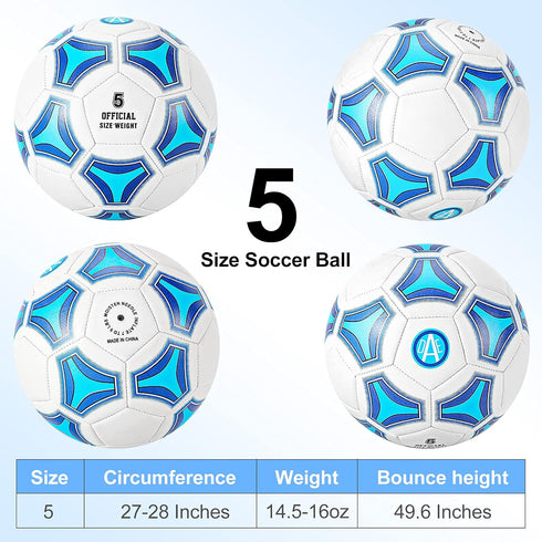 STEEFAN Soccer Ball - Size 3/4/5 for Kids Outdoor Play with Carry Net, Official Size Ball, Needles & Air Pump