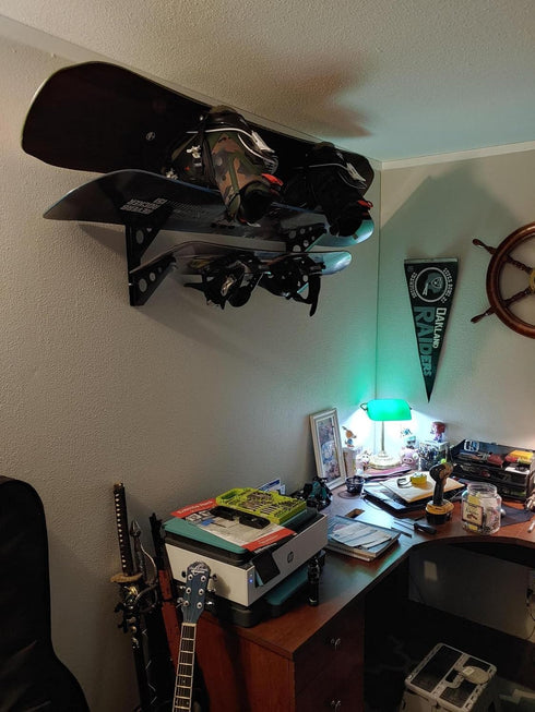 StoreYourBoard Snowboard Multi Wall Rack, Horizontal Mount, Holds 3 Boards
