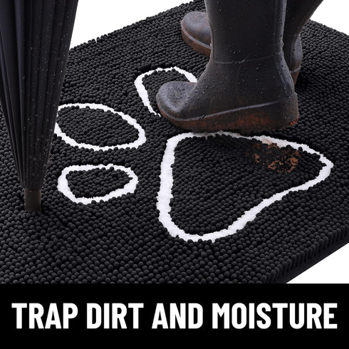 Smiry Dog Door Mat for Muddy Paws, Absorbent Non-Slip Washable Mat, Quick Dry Chenille Mud Mat for Indoor Entry (24x16