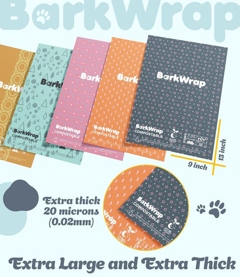 BARKWRAP BAG 240 100% Biodegradable Dog Poop Bags Rolls Raspberry Scented Extra Thick Compostable Waste Doggie Pet Bulk