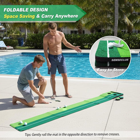 Set, 1x8 SENSECLUB Indoor Putting Green Game, Foldable Putting Mat Golf Game Golf Gifts for Men - Ft